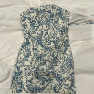 Blue and white patterned custom mini dress